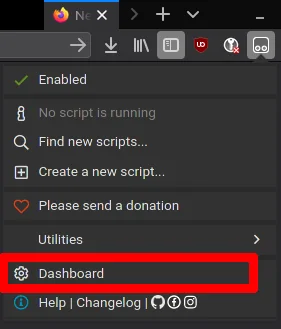 Open Tampermonkey Dashboard